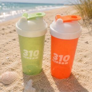 (2) 310 Shaker Cups with Lids Neon Hot Orange & Pistachio Green.